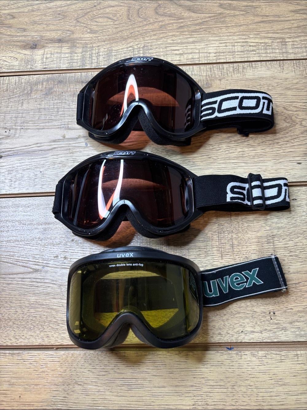 SCOTT and UVEX Ski/Snow Goggles Pack - Black Frames with Brown & Yellow Lenses